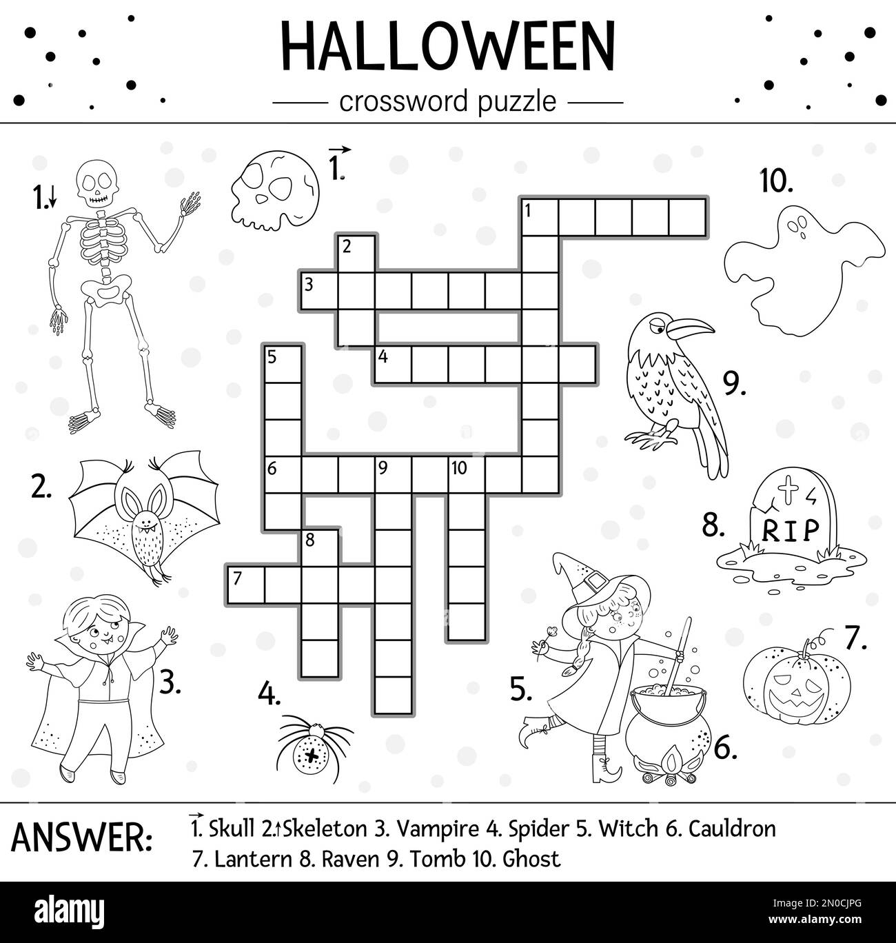 Vector Black And White Halloween Crossword Puzzle For Kids Simple Quiz Or Coloring Page With All Saints Day Objects Educational Activity With Tradit Stock Vector Image Art Alamy Vector Black And White Halloween Crossword Puzzle For Kids Simple Quiz Or Coloring Page With All Saints Day Objects Educational Activity With Tradit Stock Vector Image Art Alamy
