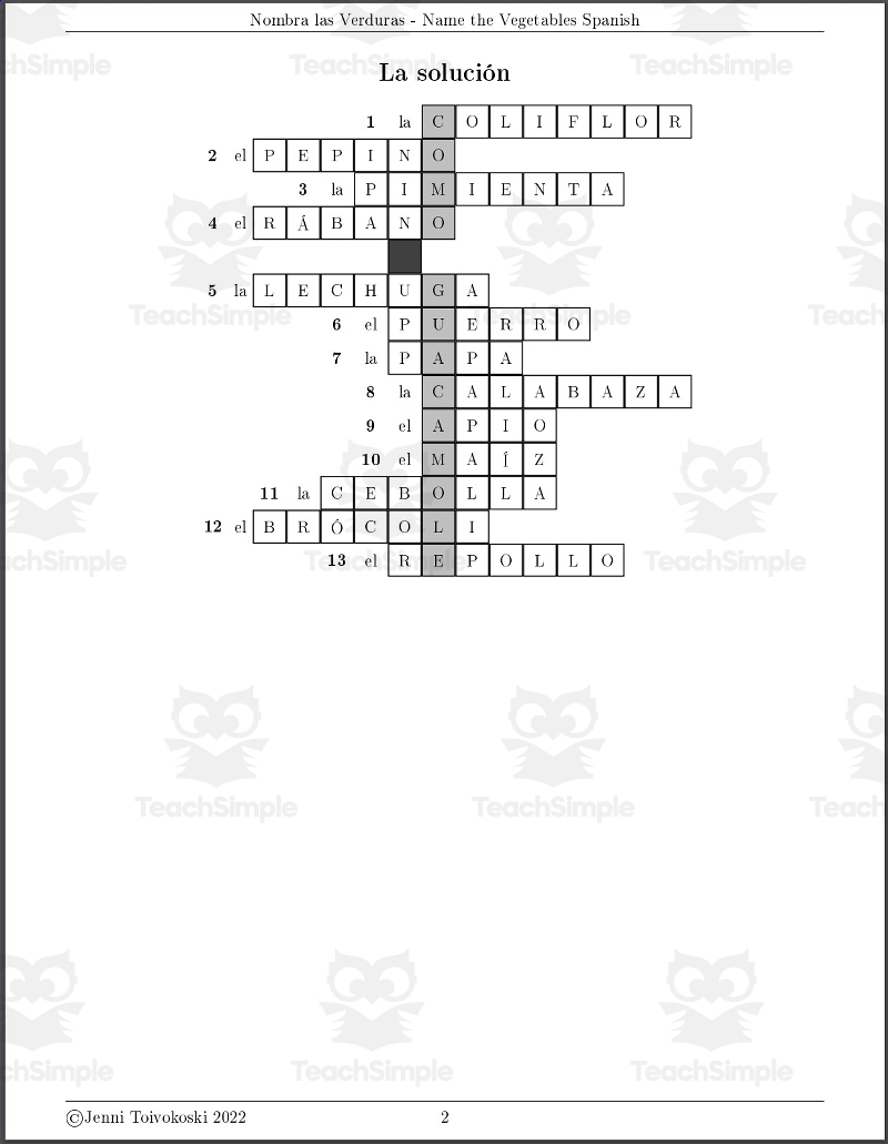 Printable Crossword Puzzles In Spanish Printable Crossword Puzzles In Spanish