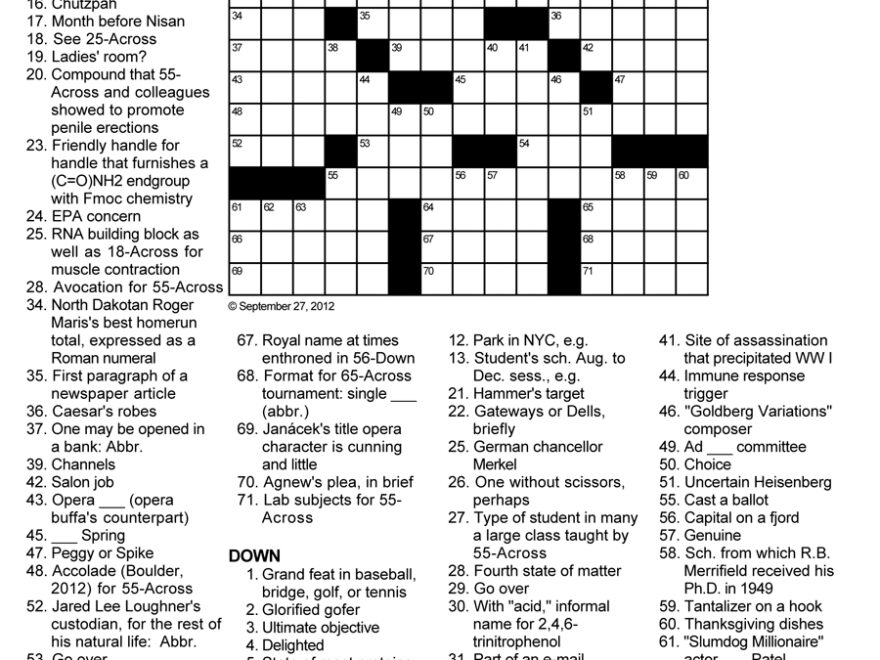 Very Justified Honor Crossword Puzzle Science Tribute