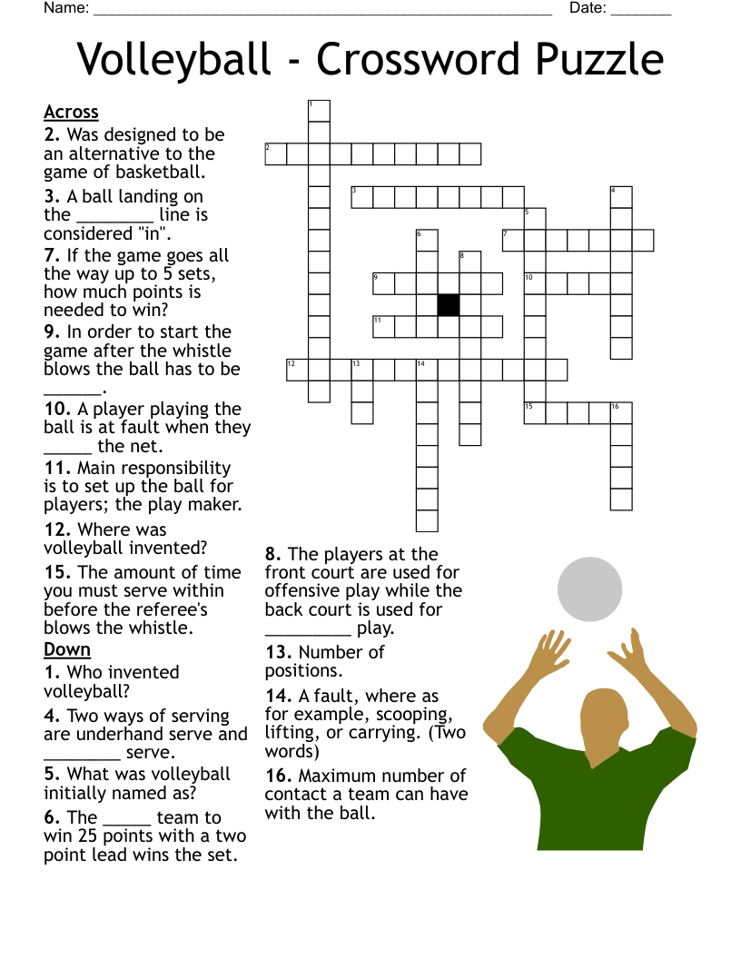 Volleyball Crossword Puzzle WordMint Volleyball Crossword Puzzle WordMint
