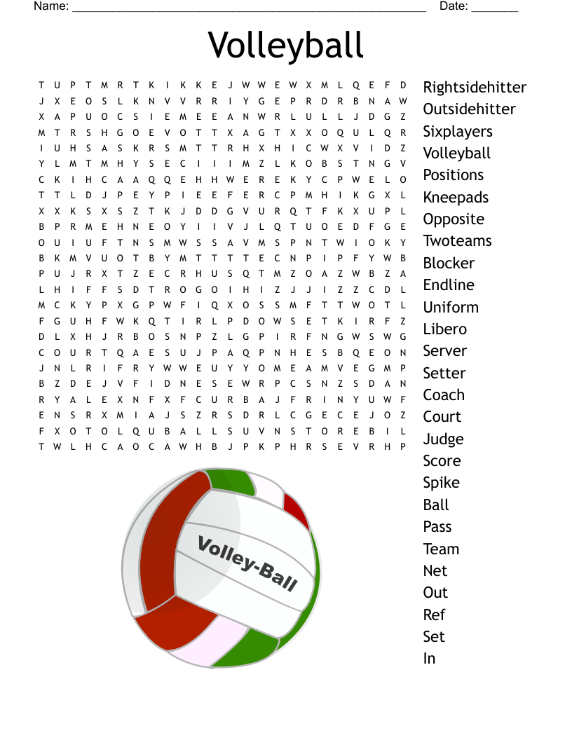 Volleyball Word Search WordMint Volleyball Word Search WordMint