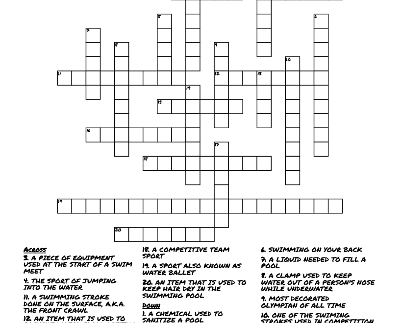 WATER SPORTS CROSSWORD PUZZLE WordMint