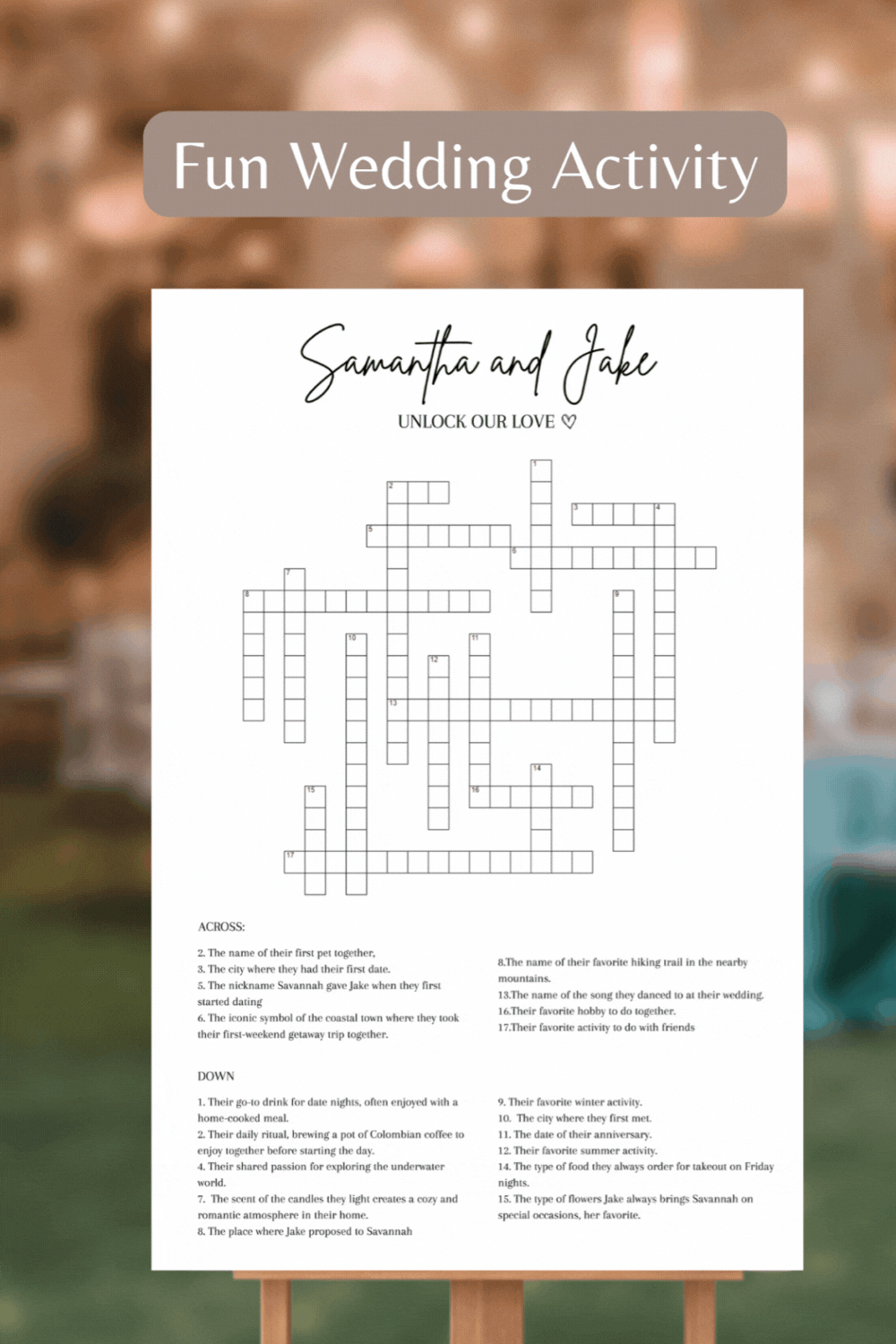 Wedding Crossword Puzzle Wedding Crossword Puzzle