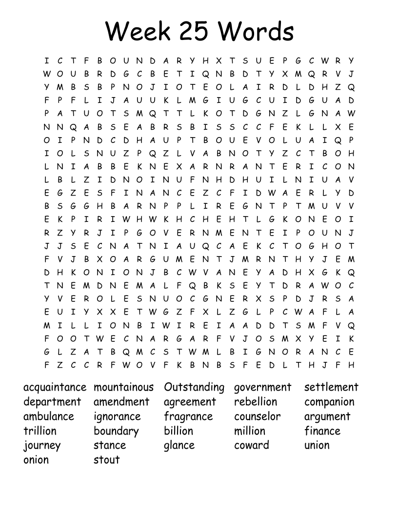 Week 25 Words Word Search WordMint Week 25 Words Word Search WordMint