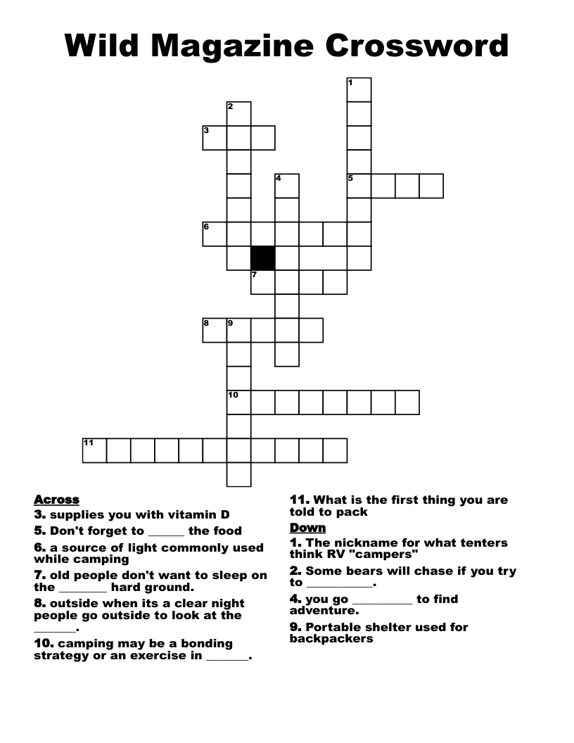 Wild Magazine Crossword WordMint Wild Magazine Crossword WordMint