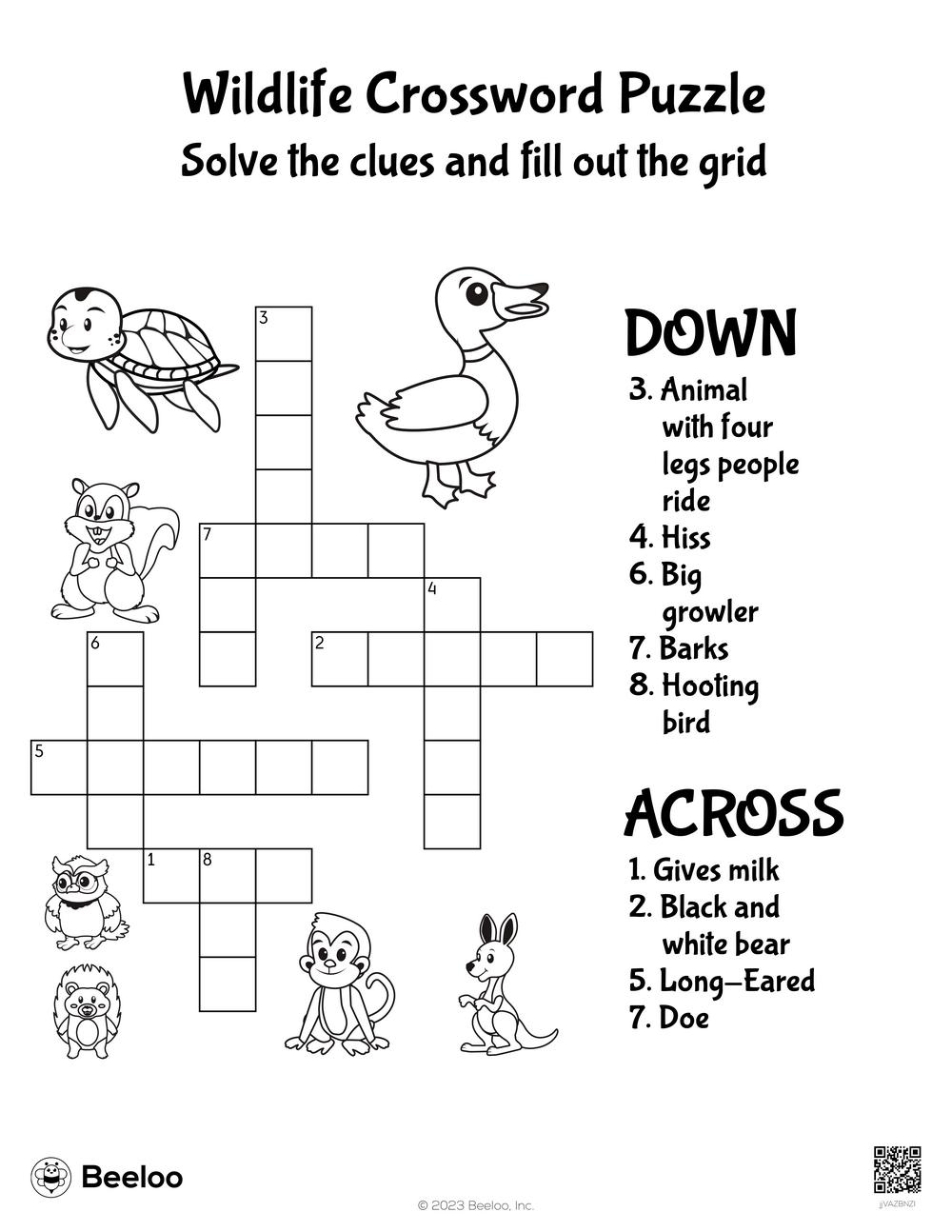 Wildlife Crossword Puzzle Beeloo Printable Crafts And Activities For Kids Wildlife Crossword Puzzle Beeloo Printable Crafts And Activities For Kids