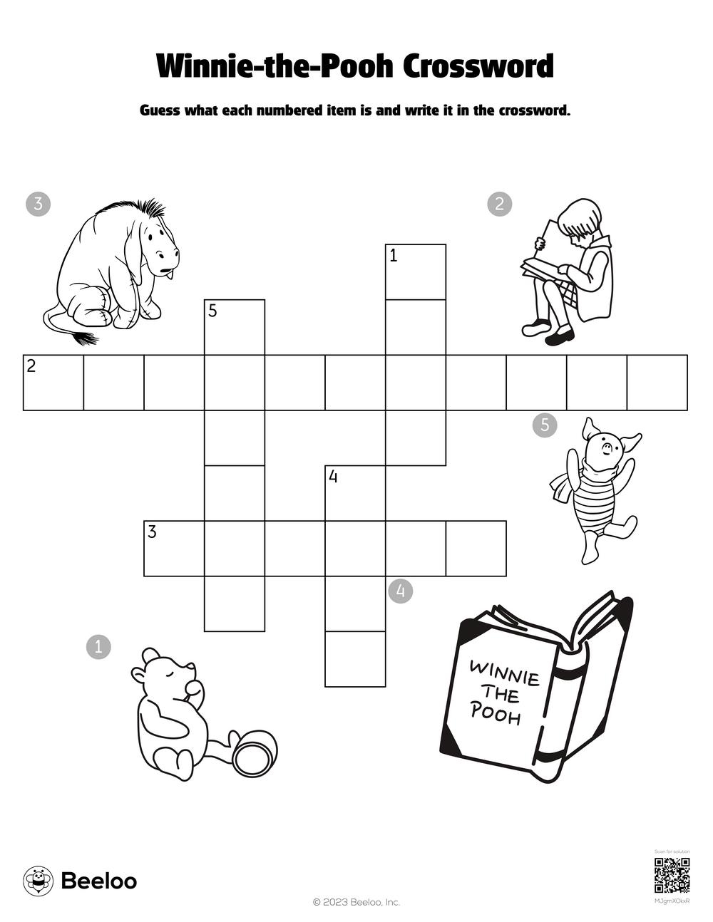 Winnie the Pooh Crossword Beeloo Printable Crafts And Activities For Kids