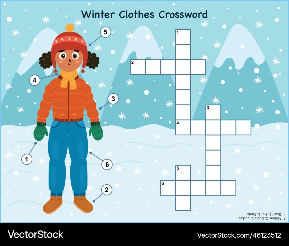 Winter Clothes Crossword Puzzle For Kids Vector Image Winter Clothes Crossword Puzzle For Kids Vector Image