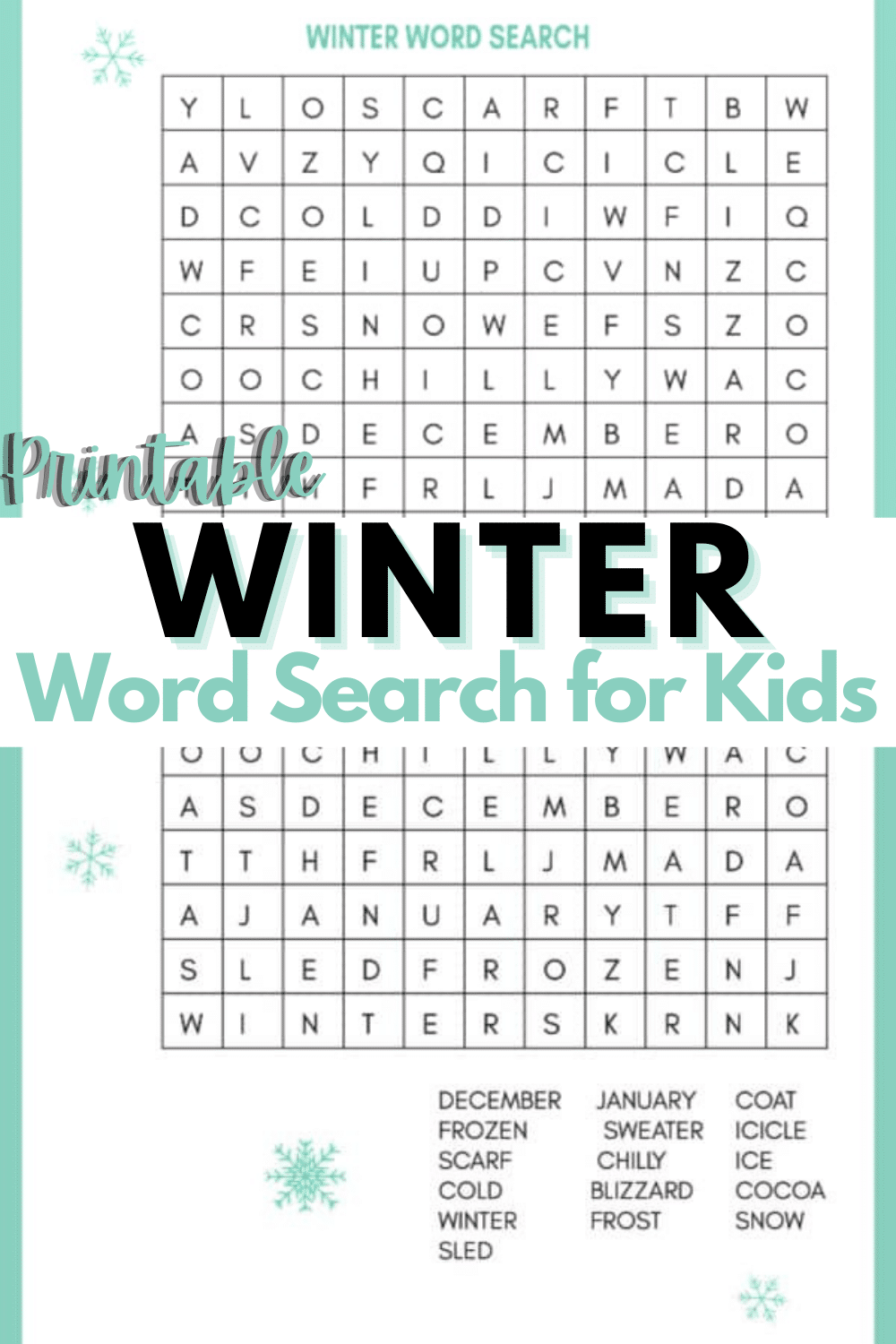 Winter Word Search For Kids Winter Word Search For Kids