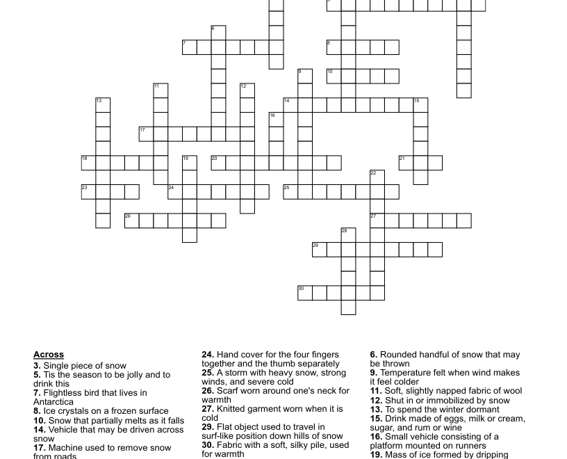 Words Of Winter Crossword WordMint