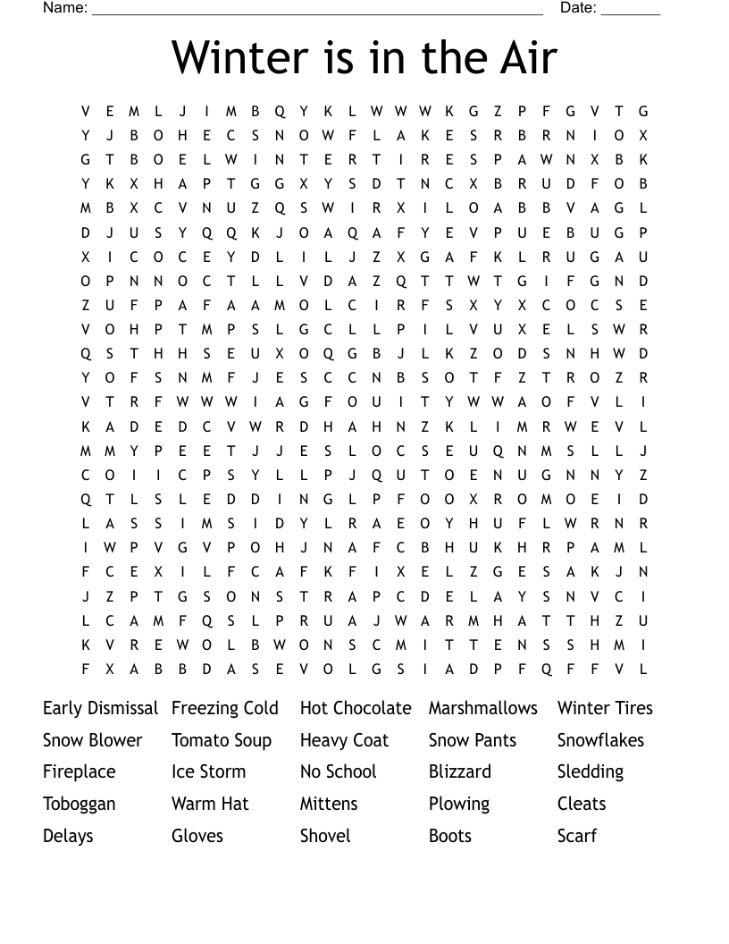 Words Of Winter Crossword WordMint Words Of Winter Crossword WordMint