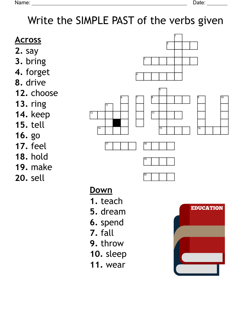 Write The SIMPLE PAST Of The Verbs Given Crossword WordMint Write The SIMPLE PAST Of The Verbs Given Crossword WordMint