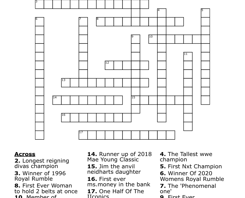WWE Wrestlers Crossword WordMint