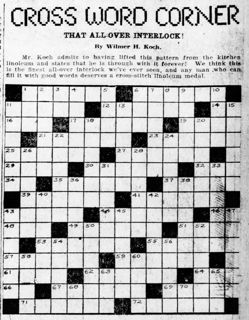 1924 The Year In Crosswords 2 Of 4 T Campbell s Grid