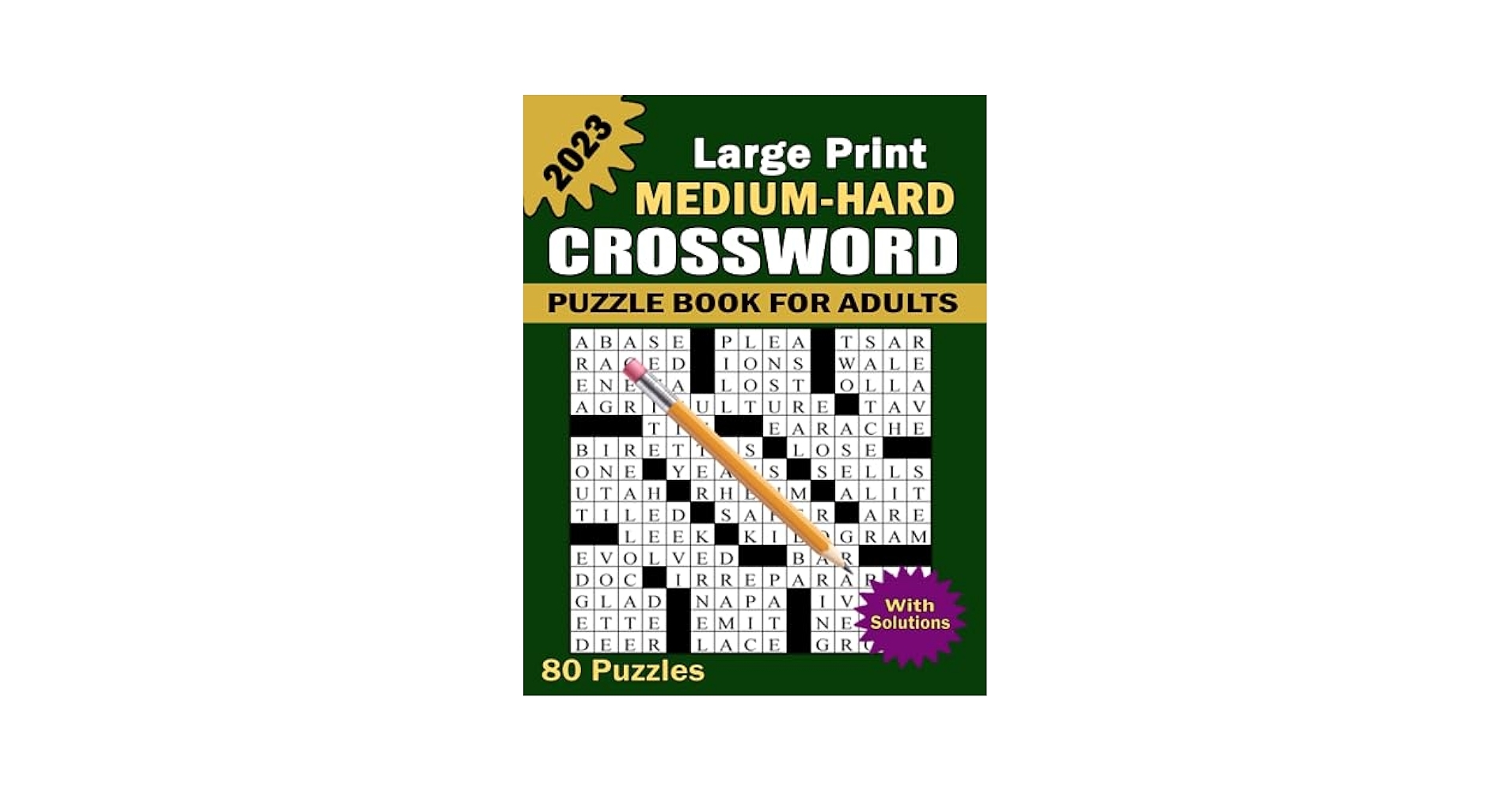2023 Medium Hard Crossword Puzzle Book For Adults With Solutions 80 Large Print Challenging Crosswords For Crossword Lovers WT Fernandez Stephen 9798853441446 Amazon Books