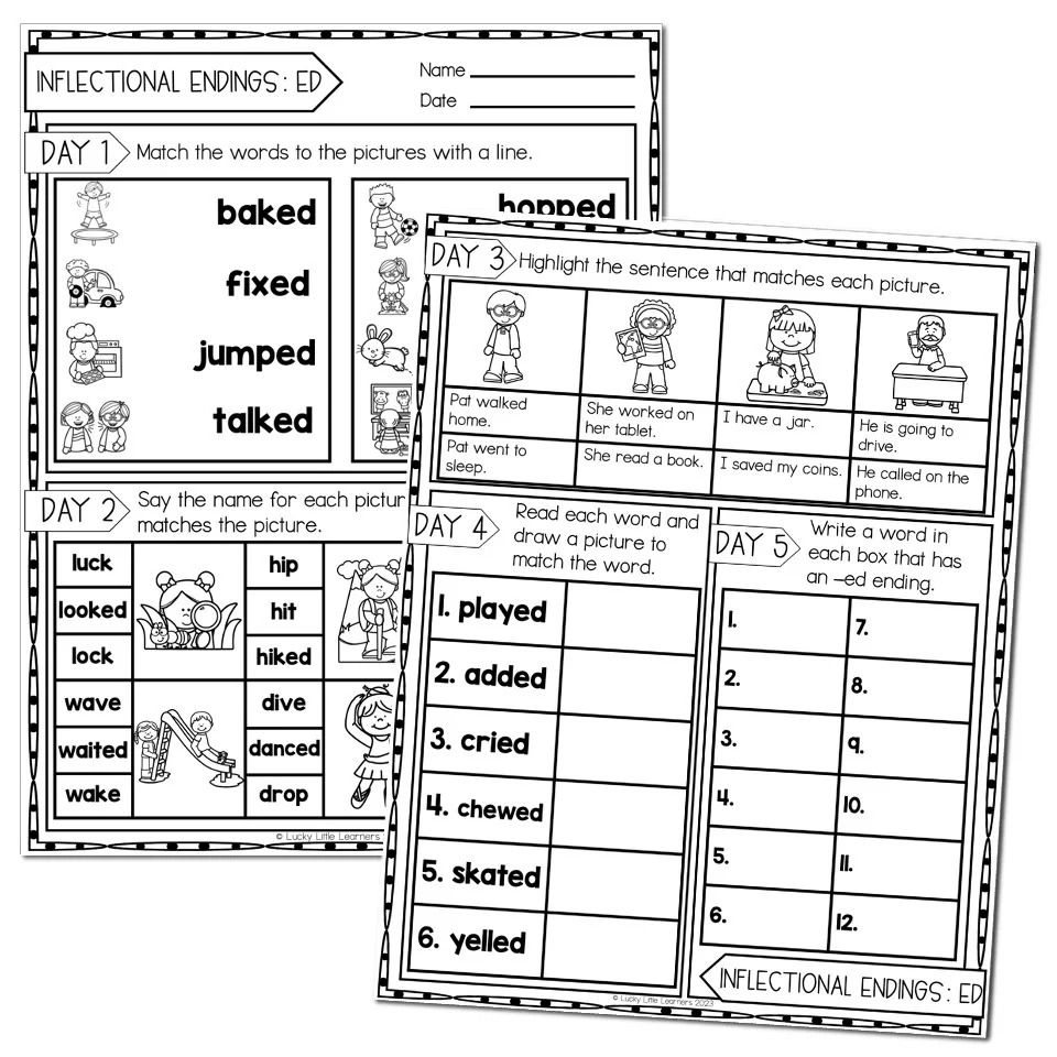 Inflectional Ending Crossword Printable