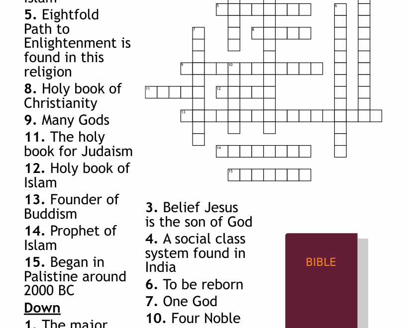 6th Grade Bible Quiz Crossword WordMint