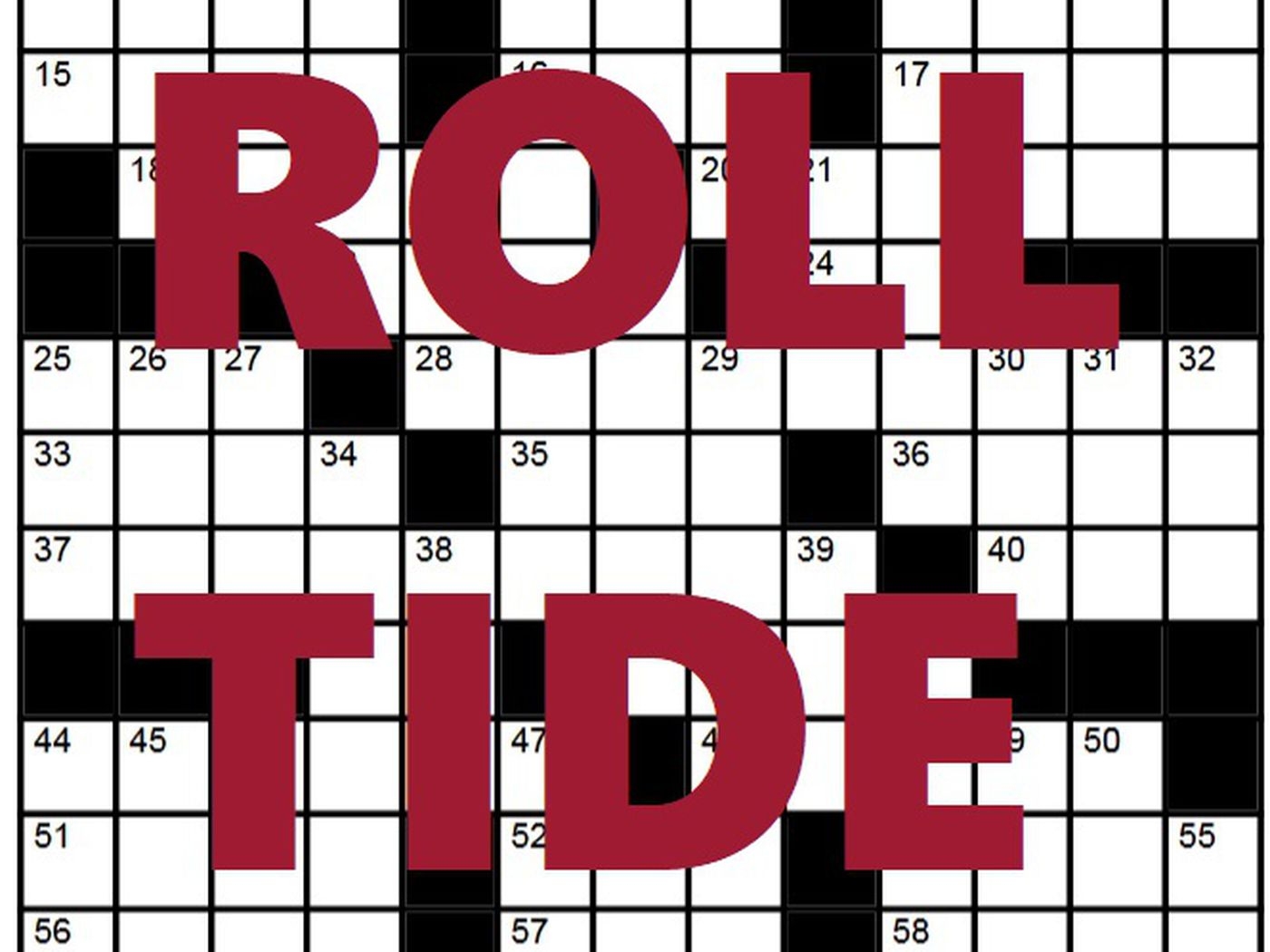 Alabama Roll Tide Sunday Crossword Puzzle Roll Bama Roll