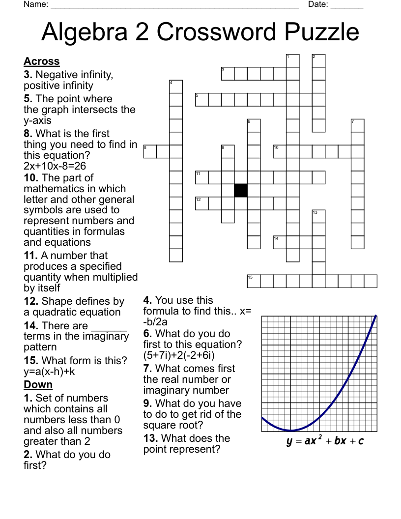 Algebra 2 Crossword Puzzle WordMint Algebra 2 Crossword Puzzle WordMint