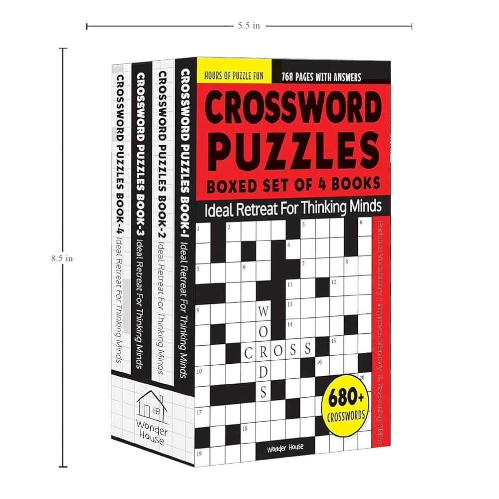 Amazon Crossword Puzzles Boxed Set 4 Books 680 Engaging Crossword Puzzles 9789354409974 Wonder House Books Books