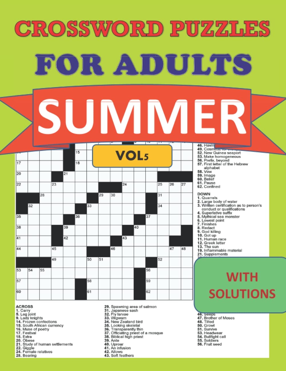 Amazon Summer Crossword Puzzles For Adults With Solutions Vol5 Large Print Medium level Puzzles Awesome Crossword Book For Puzzle Lovers Of 2021 Adults Seniors Men And Women With Solutions 9798834980070 Print Mednar 