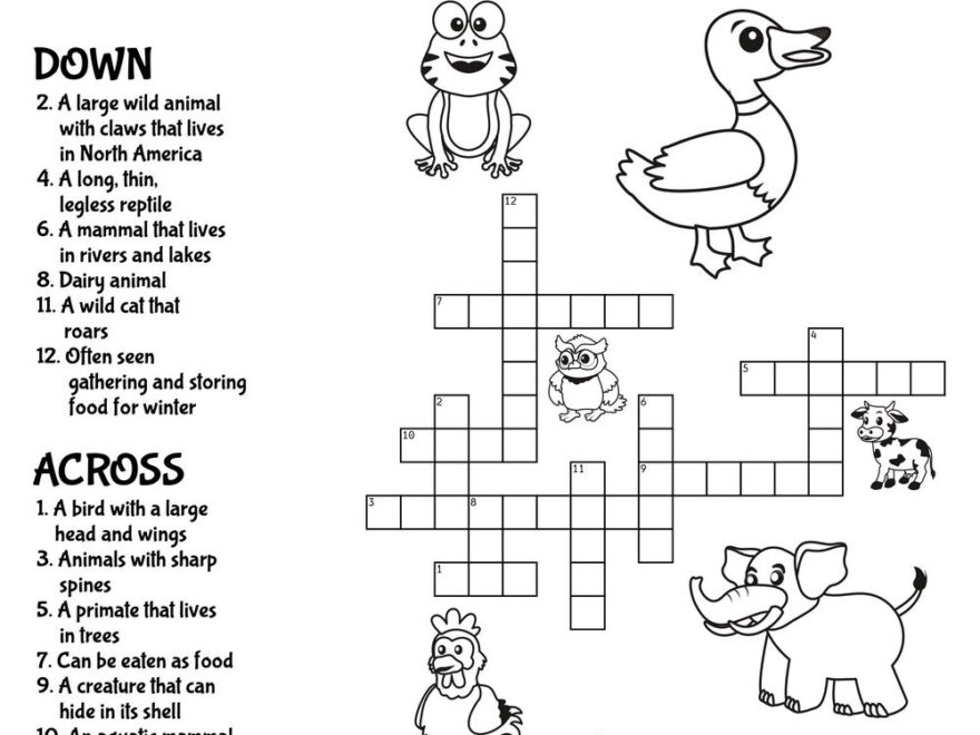 Animal Crossword Beeloo Printable Crafts And Activities For Kids