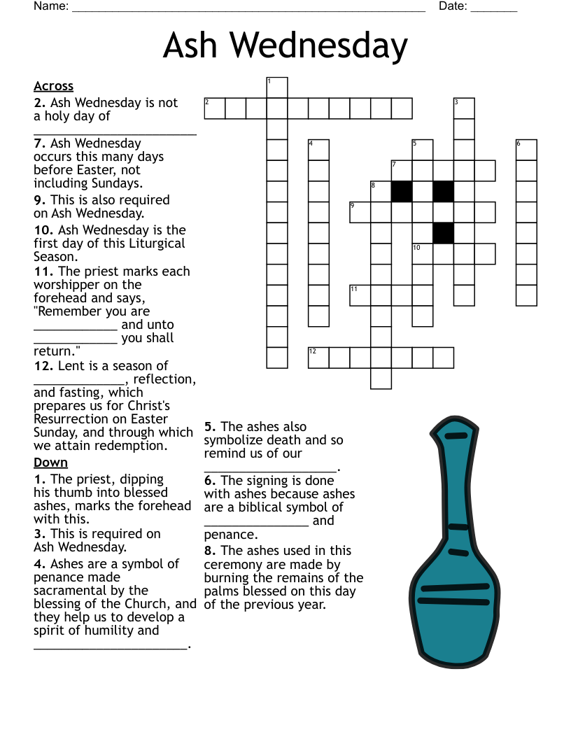 Ash Wednesday Crossword WordMint Ash Wednesday Crossword WordMint