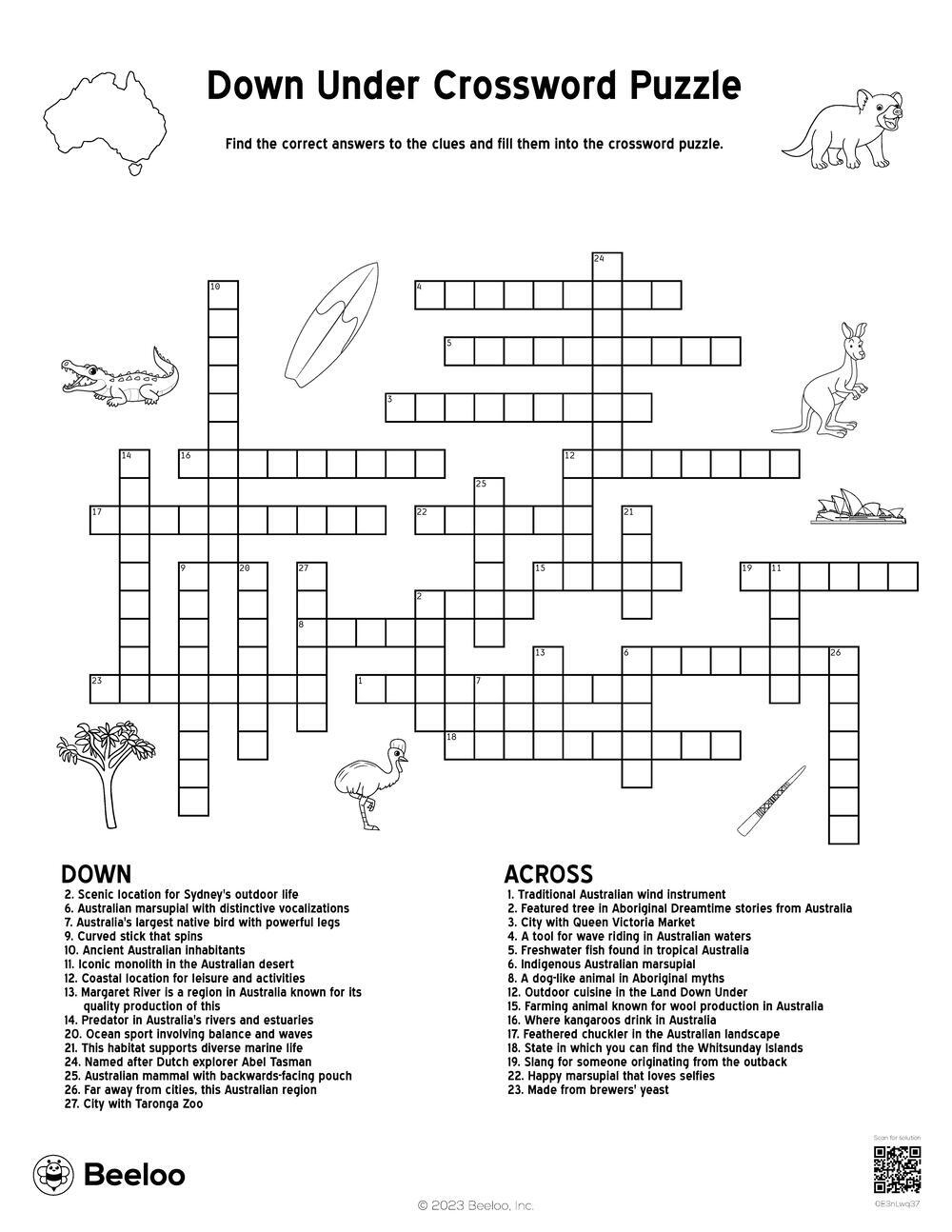 Australia themed Crossword Puzzles Beeloo Printable Crafts And Activities For Kids Australia themed Crossword Puzzles Beeloo Printable Crafts And Activities For Kids