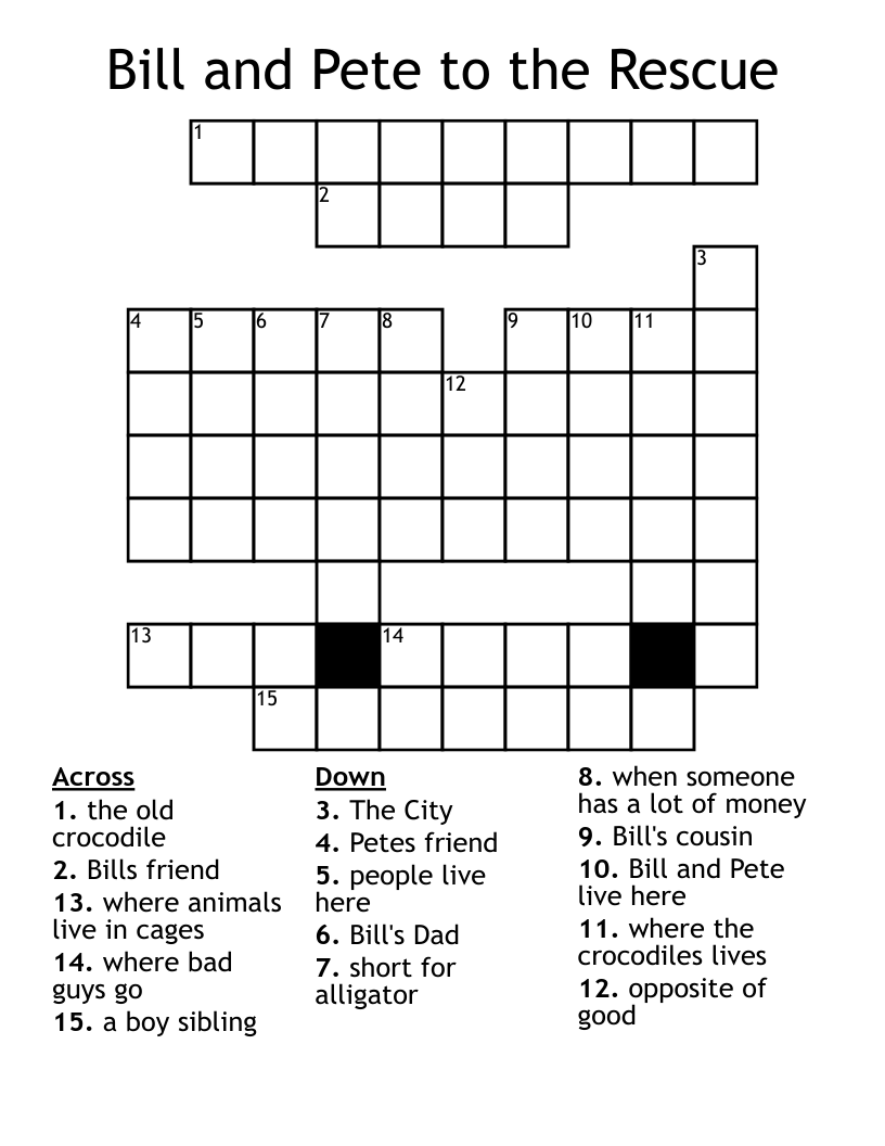Bill And Pete To The Rescue Crossword WordMint