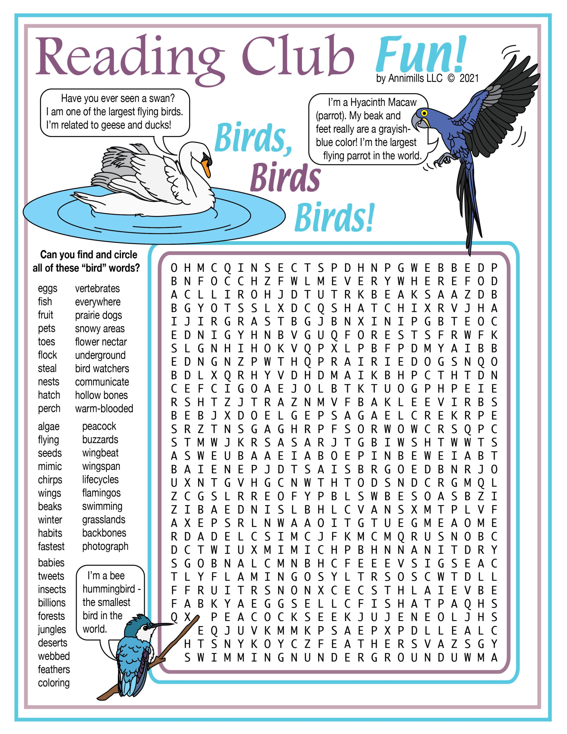 Billions Of Birds Printable Puzzles Activity Set Two Word Searches Made By Teachers Billions Of Birds Printable Puzzles Activity Set Two Word Searches Made By Teachers
