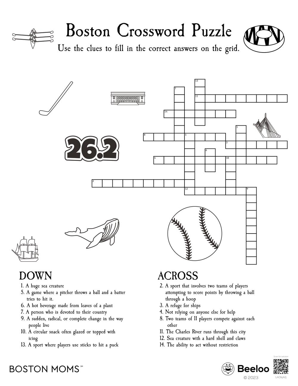 Boston Crossword Puzzle Beeloo Printable Crafts And Activities For Kids