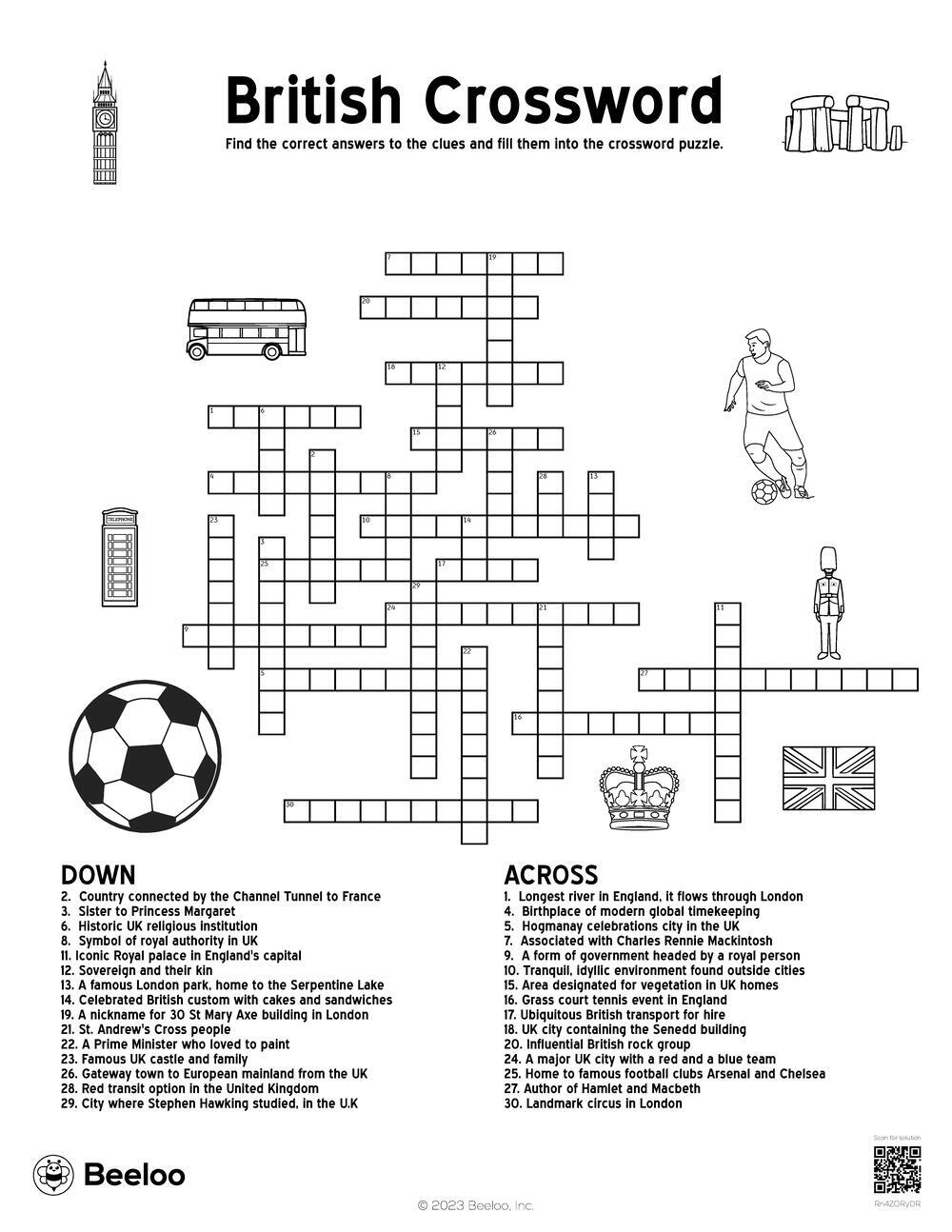 British Crossword Beeloo Printable Crafts And Activities For Kids