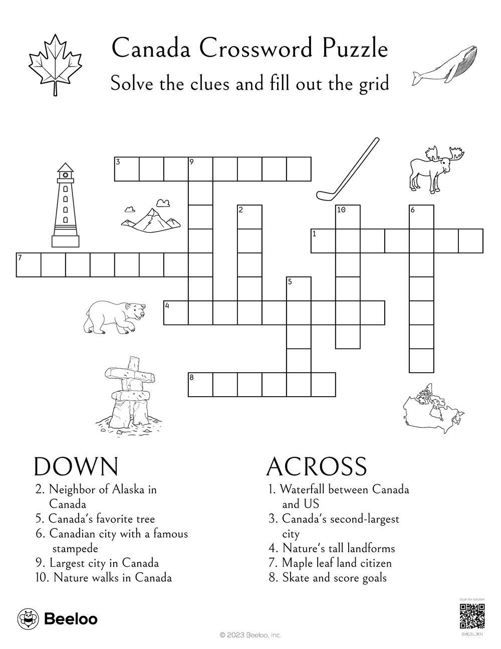 Canada Crossword Puzzle Beeloo Printable Crafts And Activities For Kids Canada Crossword Puzzle Beeloo Printable Crafts And Activities For Kids