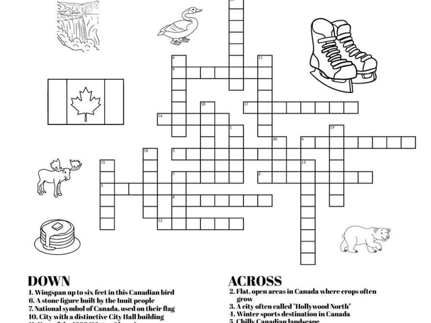 Canada themed Crossword Puzzles Beeloo Printable Crafts And Activities For Kids