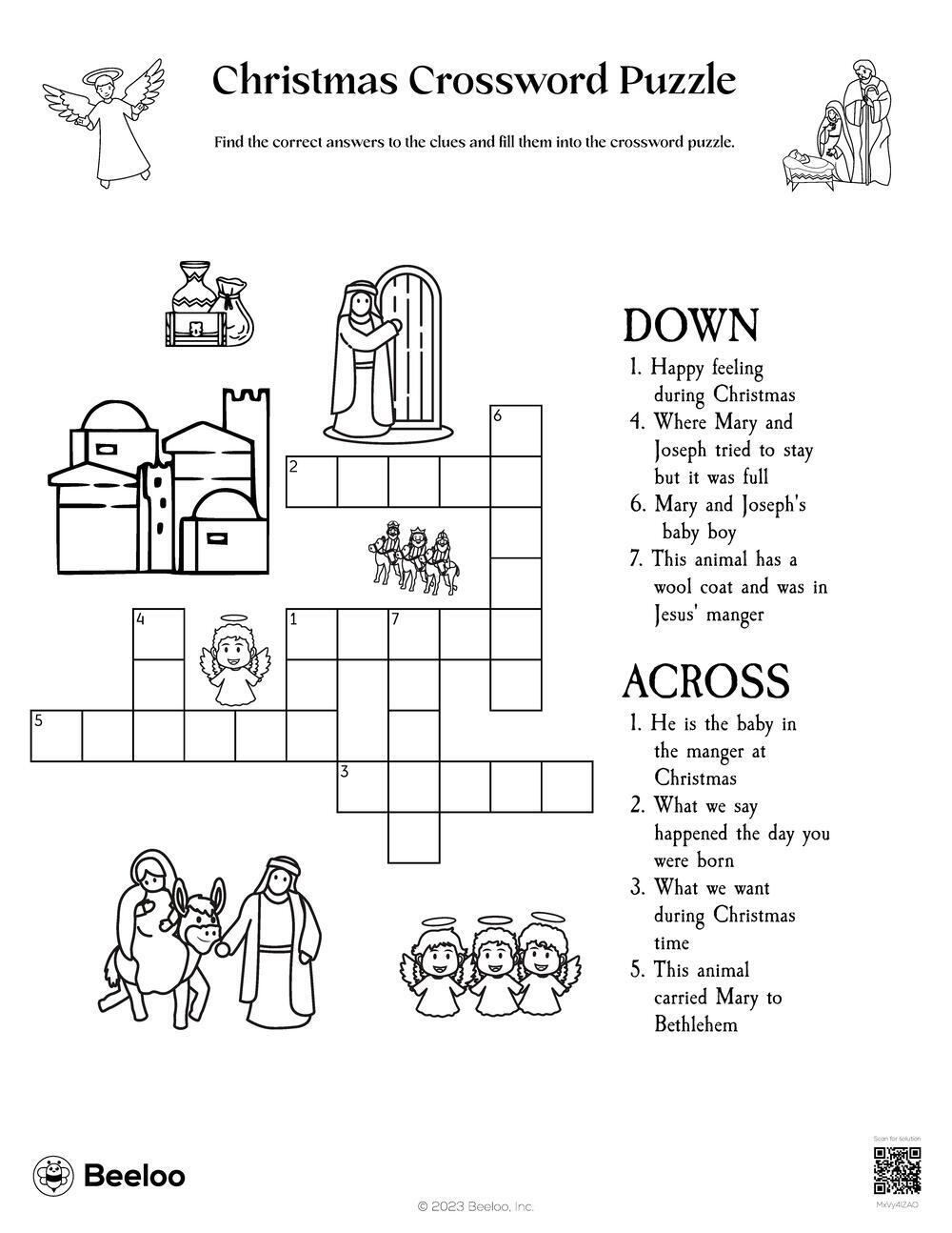 Christmas Crossword Puzzle Beeloo Printable Crafts And Activities For Kids