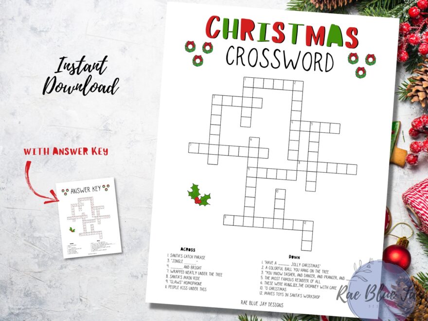 Christmas Crossword Puzzle Printable Instant Download Kids Crossword Puzzle Christmas Game Christmas Activity Kids Christmas Fun Etsy