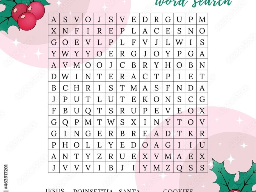 Christmas Word Search Puzzle Fun Colorful Printable Activity Worksheets Library