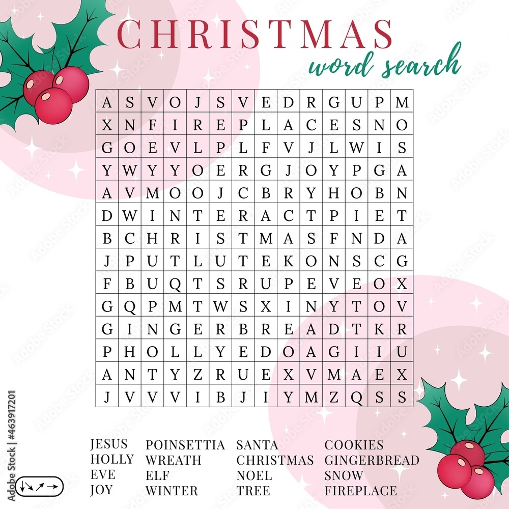 Christmas Word Search Puzzle Fun Colorful Printable Activity Worksheets Library