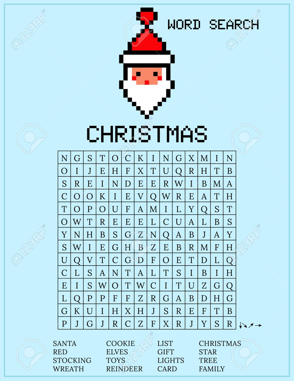 Christmas Word Search Puzzle Holiday Crossword Printable Worksheet For Learning English Educational Game Pixel Santa Claus Vector Illustration Find 16 Hidden Words Royalty Free SVG Cliparts Vectors And Stock Illustration Image 175971728 