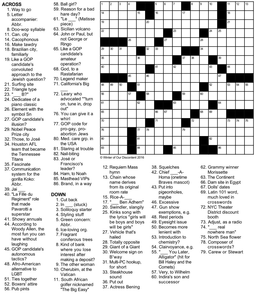 Car Crossword Printable