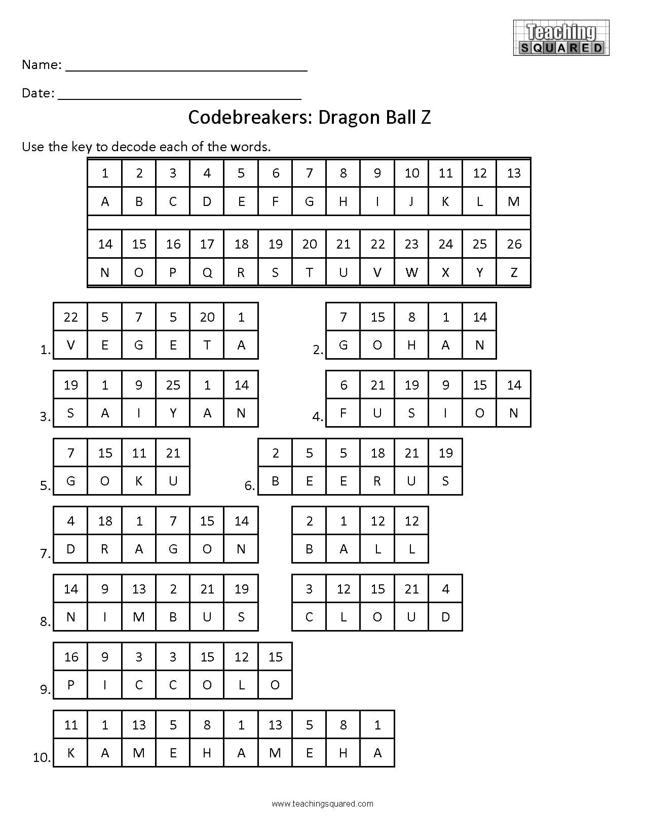 Dragon Ball Z Crossword Puzzle Printable Dragon Ball Z Crossword Puzzle Printable