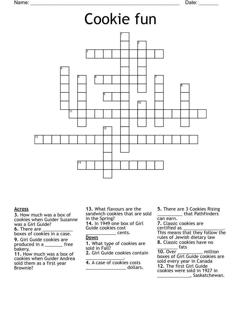 Cookie Fun Crossword WordMint