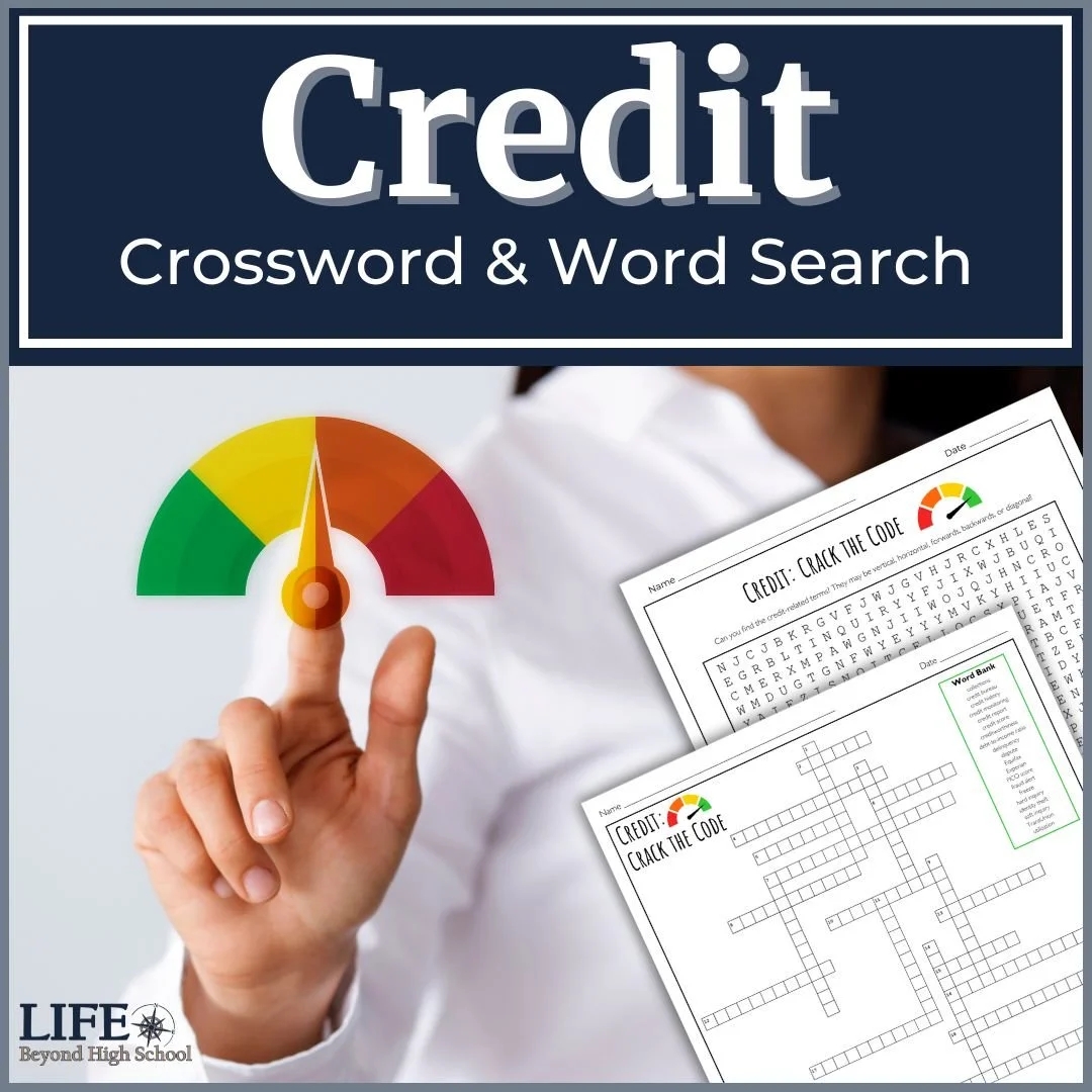 Credit Crossword Word Search Life Beyond High School Credit Crossword Word Search Life Beyond High School