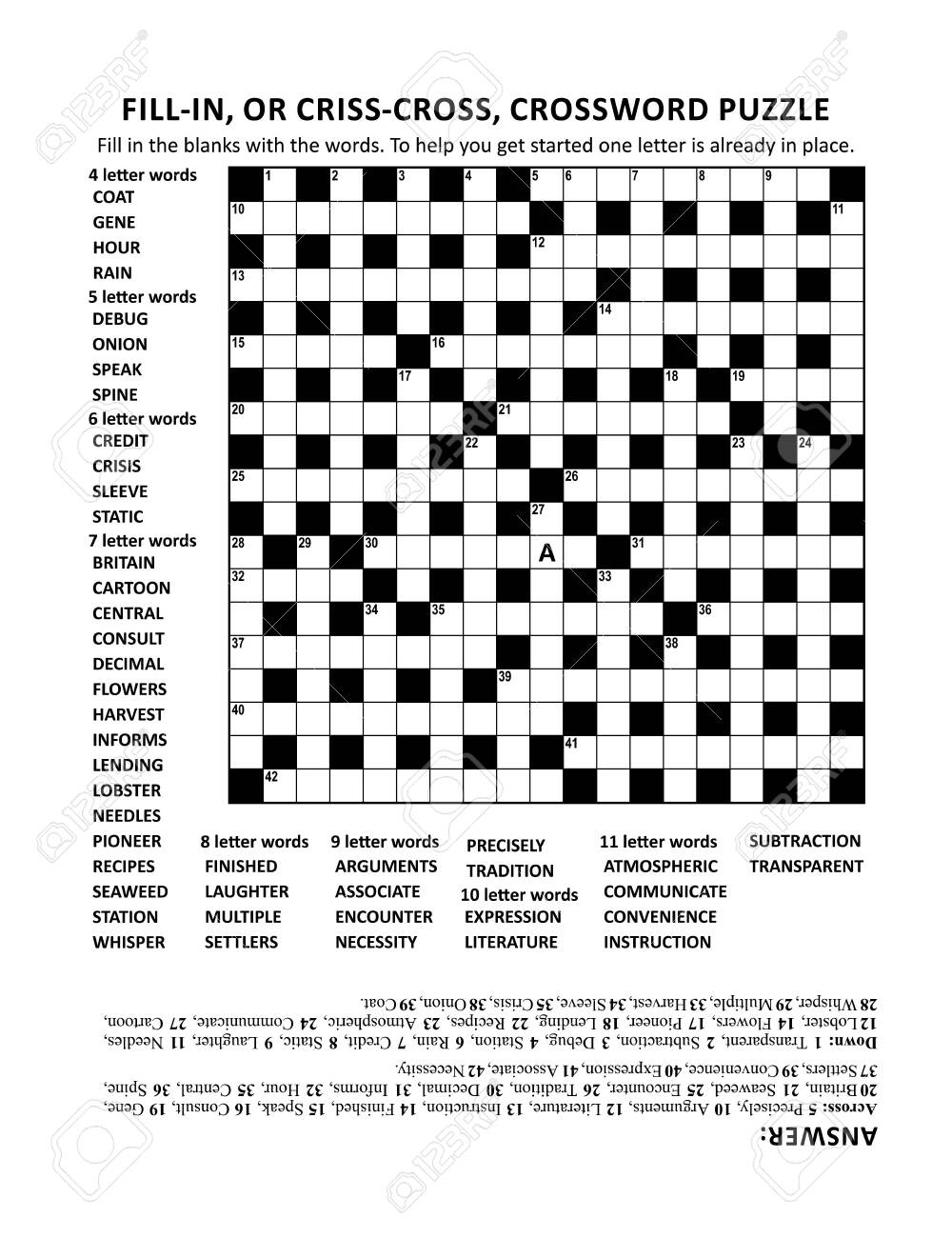 Criss coss or Fill in Else Kriss kross Crossword Puzzle Game Of 19x19 Grid Fitting Letter Or A4 Size Paper With General Knowledge Family Friendly Content Answer Included Royalty Free SVG Cliparts Vectors And Stock