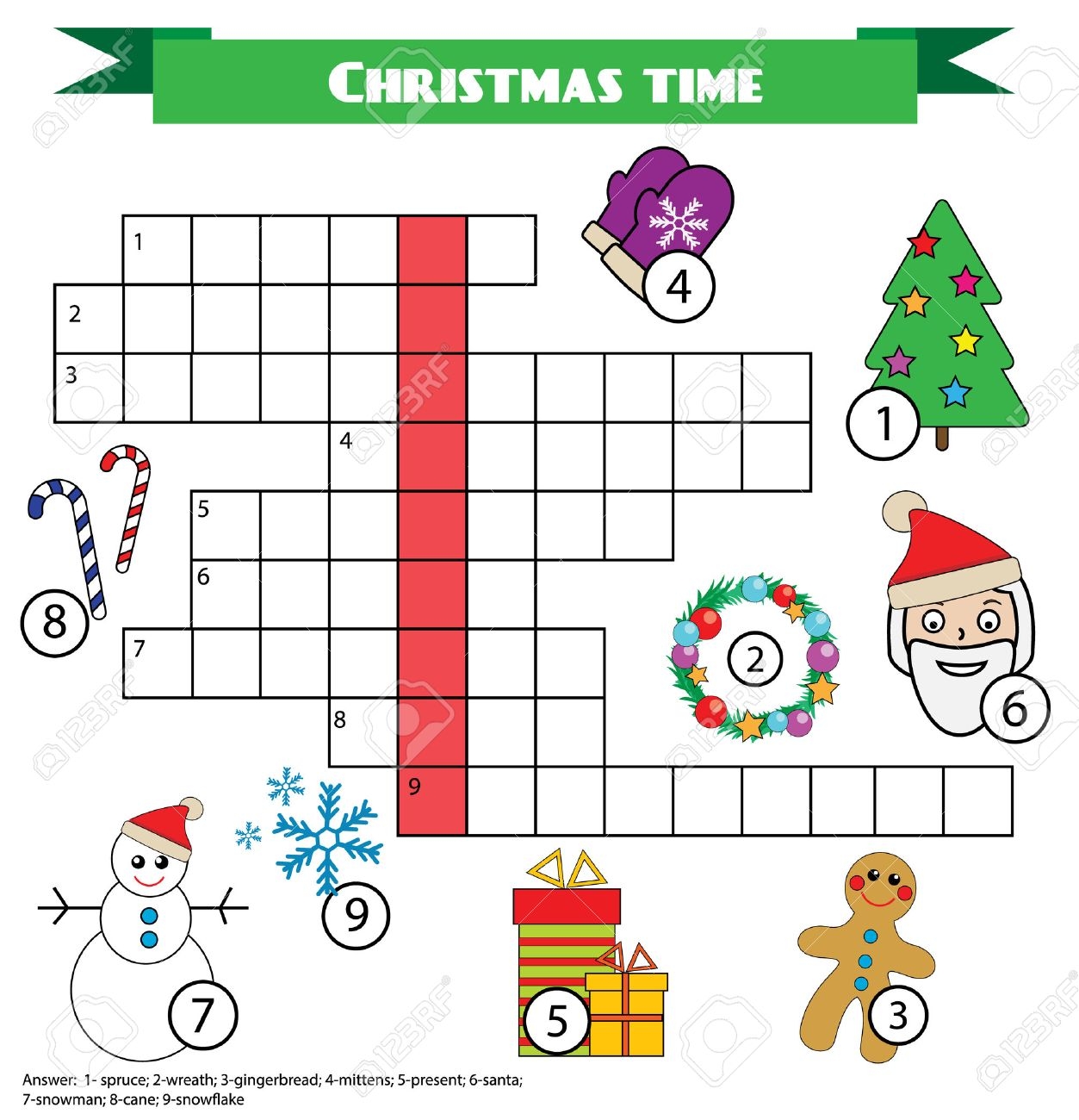 Crossword Educational Children Game With Answer Learning Vocabulary Printable Worksheet Christmas New Year Winter Holidays Theme Royalty Free SVG Cliparts Vectors And Stock Illustration Image 63907599 