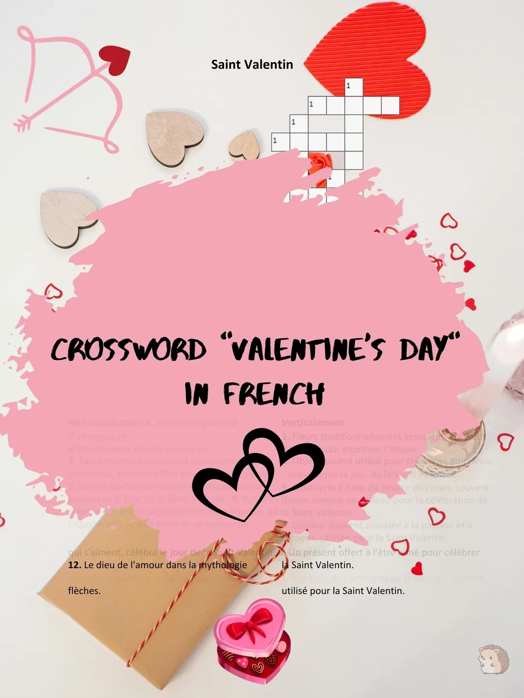 Crossword Puzzle Printable Valentine s Day In French 2 65 Buy Online With Delivery
