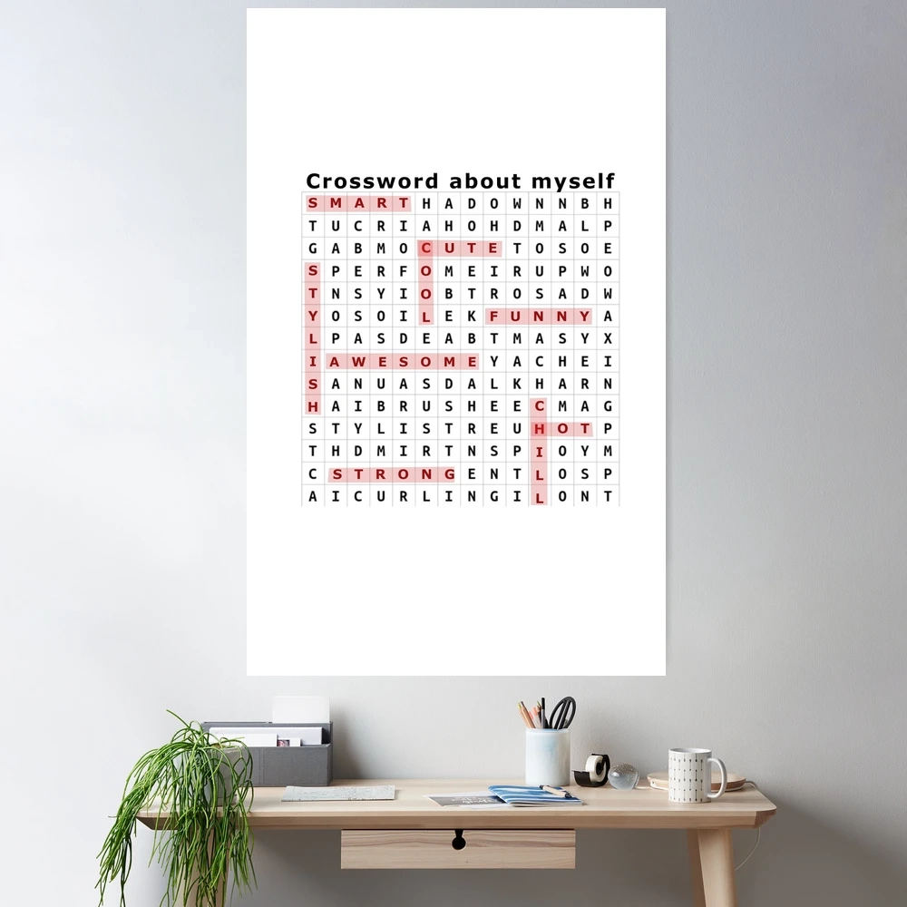 Crossword Word Search Puzzle About Yourself Funny Joke Design Poster For Sale By TitanWear Redbubble