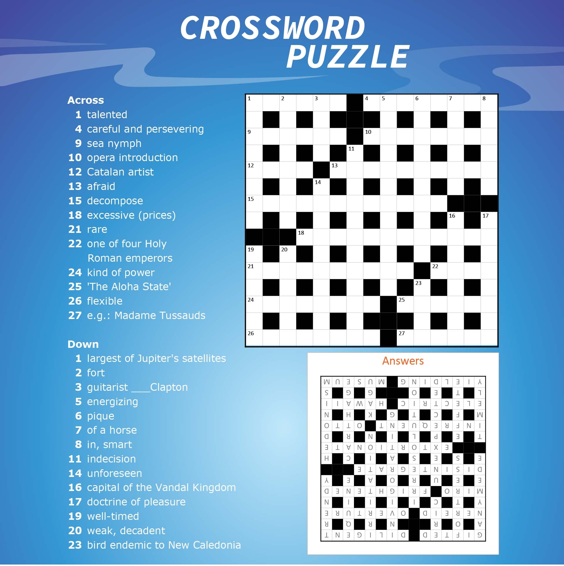 Free Printable Easy Crossword Puzzles For Seniors