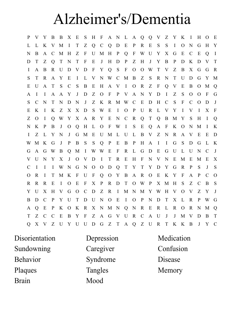 Dementia Crossword WordMint Dementia Crossword WordMint