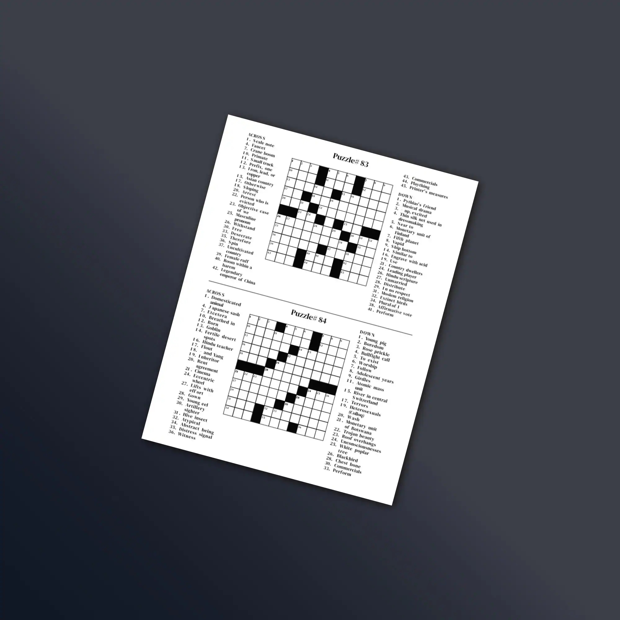 Digital Download 60 Printable Crossword Puzzles For Adults Fun Activities Book For Seniors Solutions Crossword Puzzle Crossword Game PDF Etsy